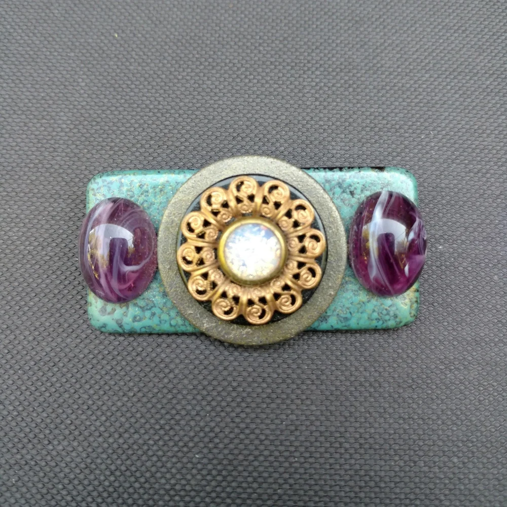 Handmade mixed media resin pin